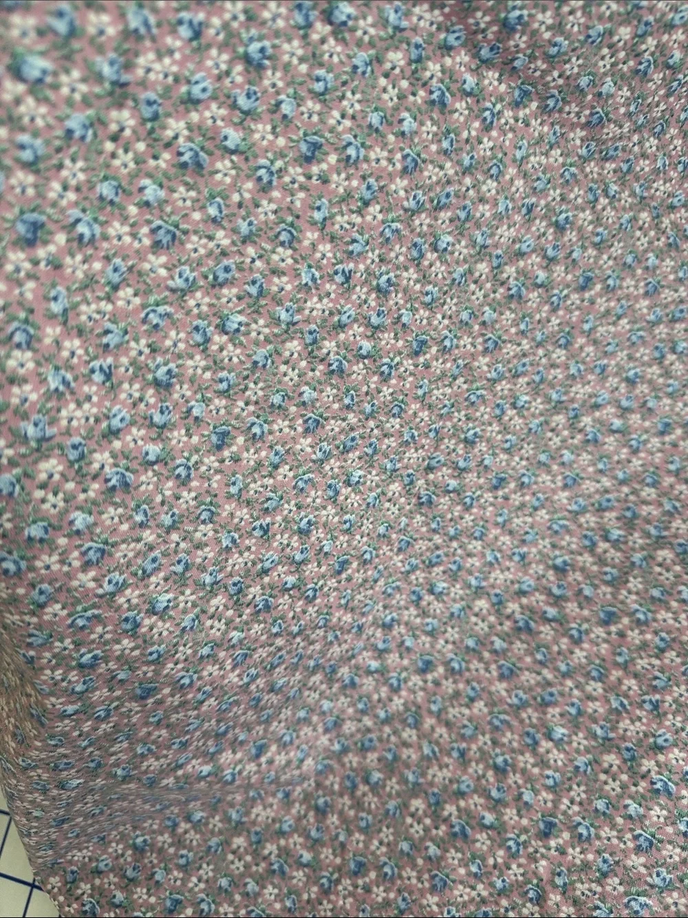 Vintage Ditsy Floral Cotton Fabric Dusty Rose Blue Flowers 2+ Yards x 44